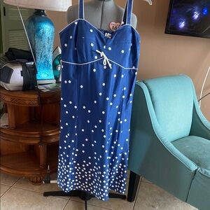 Madison Leigh Blue and White Polka Dot Maxi Dress